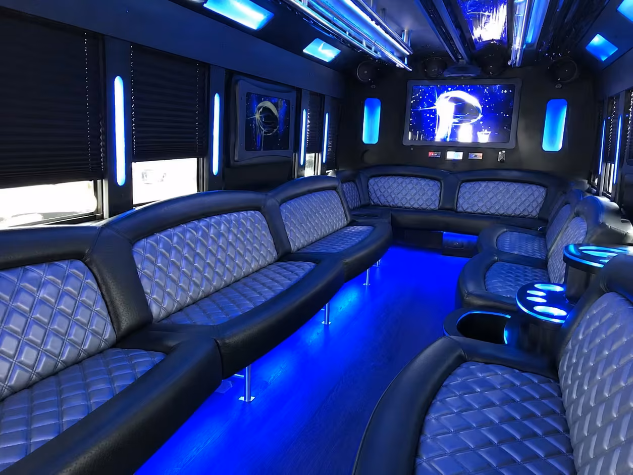 15 passenger party bus inside