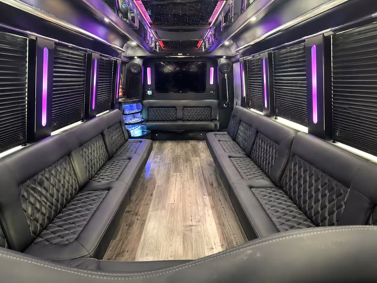 25 passenger party bus inside