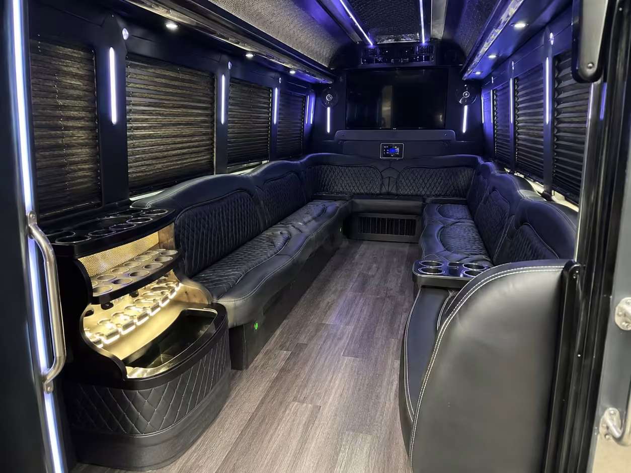 25 passenger party bus interior